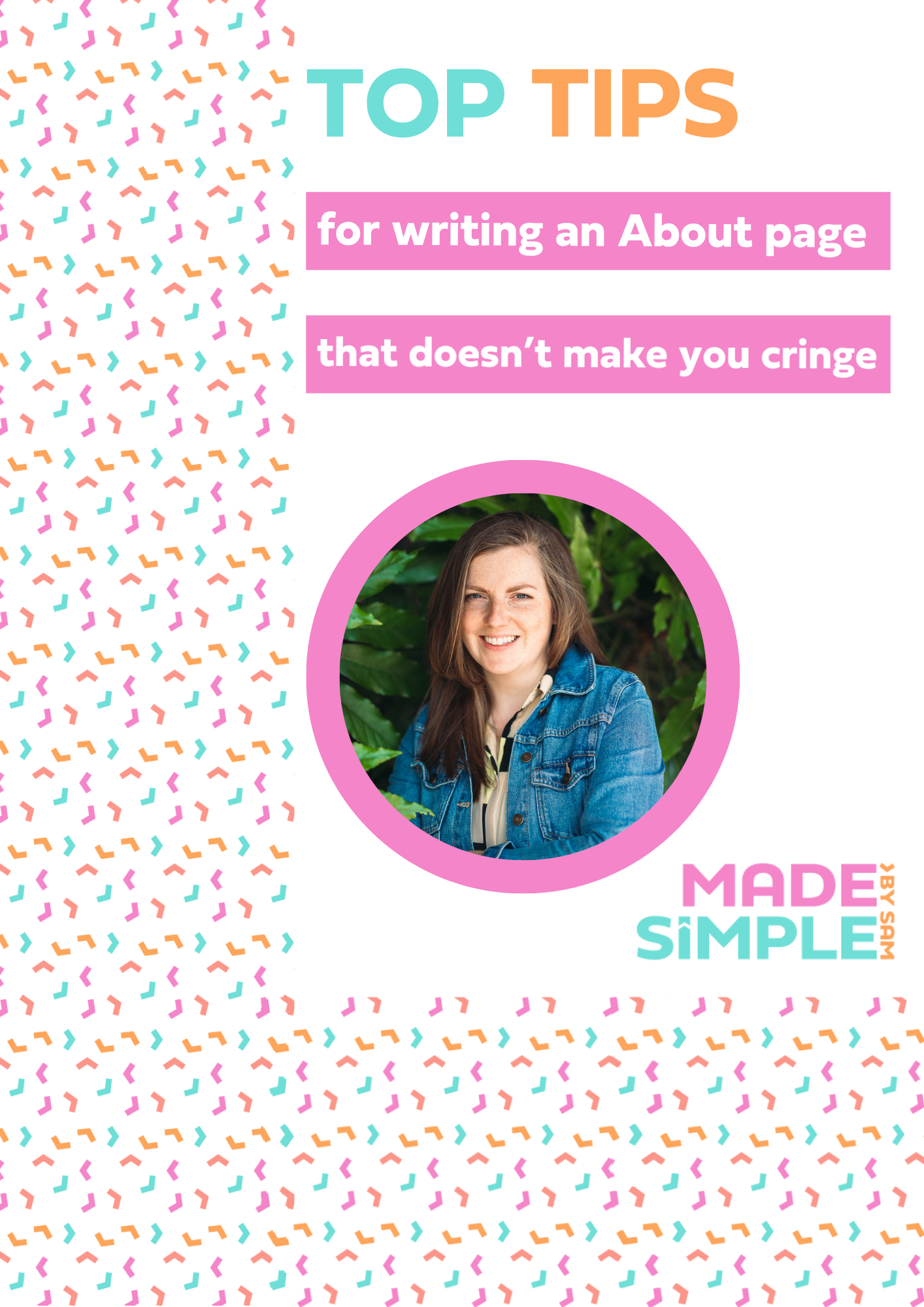 The front cover of a guide called Top Tips for writing an about page that doesn't make you cringe
